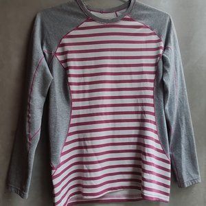 Womens Patagonia Baselayer Capilene 3 Midweight Crew Shirt Gray Purple Stripes